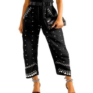 Isabel Marant Eloma Black Pants with Silver Studs
